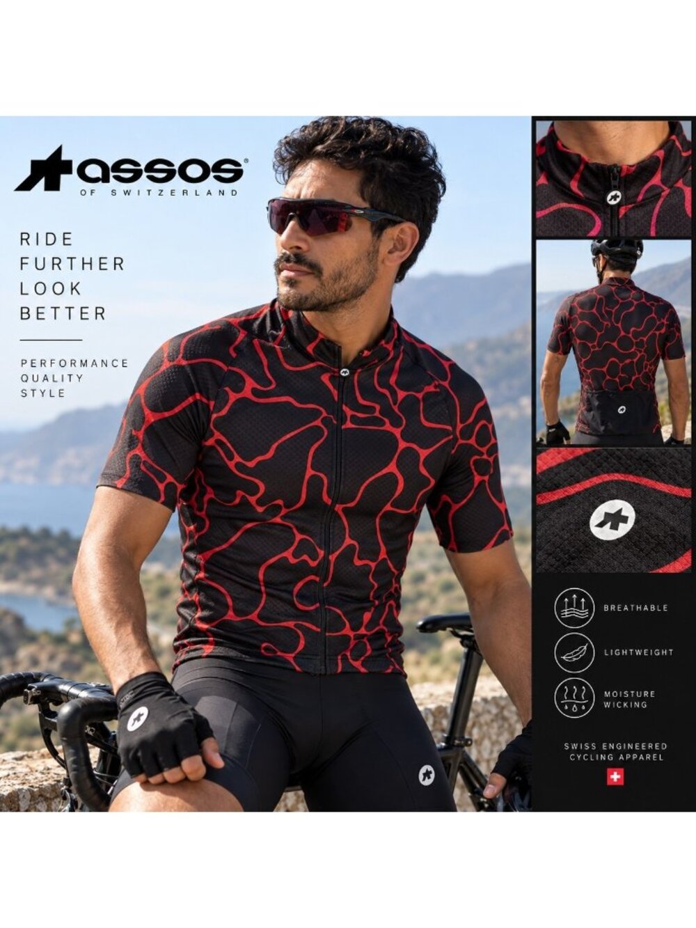 ASSOS MILLE GT C2 Voganski Cycling Jersey Men's Small Red Black